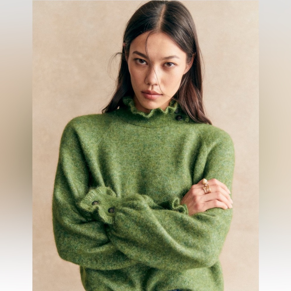 NWT Sézane Carlota Sweater Garden Green szXS - Picture 2 of 8